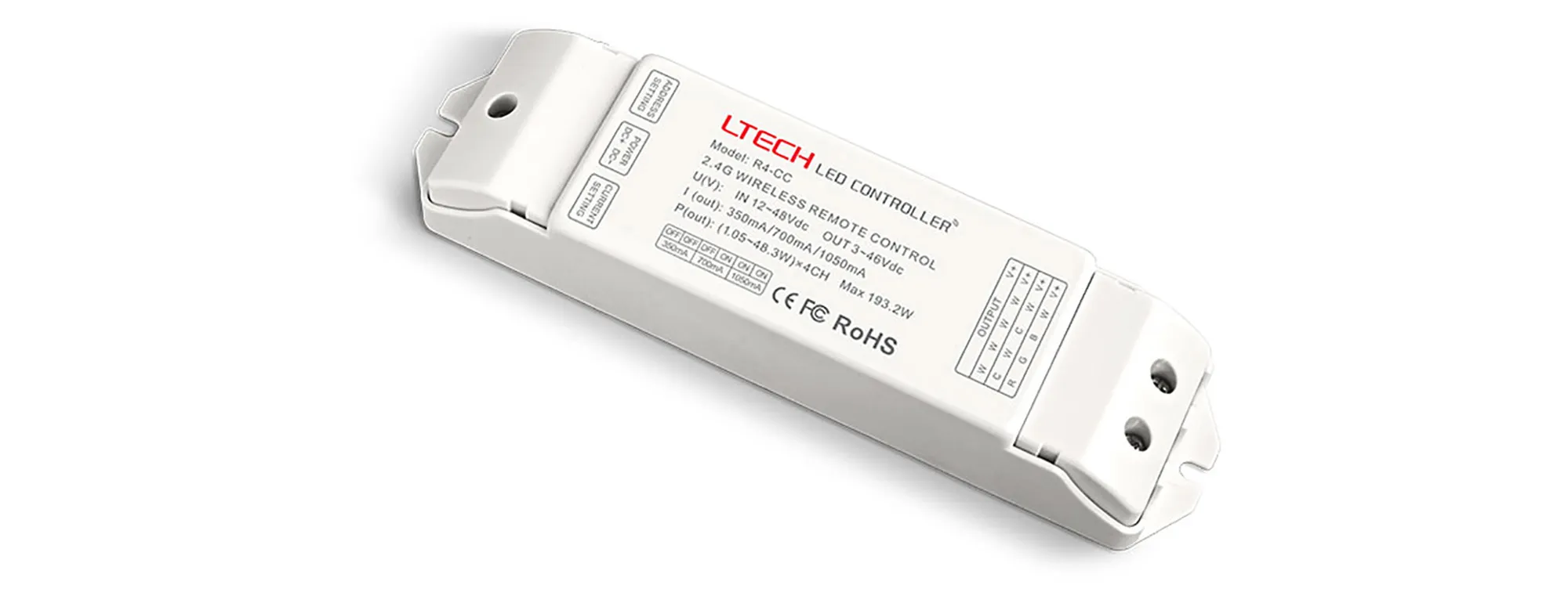 2.4GHz RF RGB Remote Control, CR2032 battery, 30m Range, 4 Zone Control, 3Vdc supply voltage . V7  LTECH Remote Control